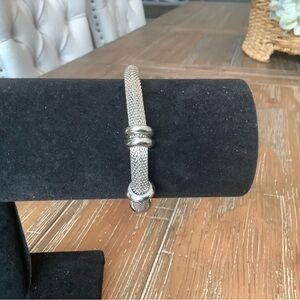 Anne Klein Mesh Slider Magnetic Silver Toned Bracelet